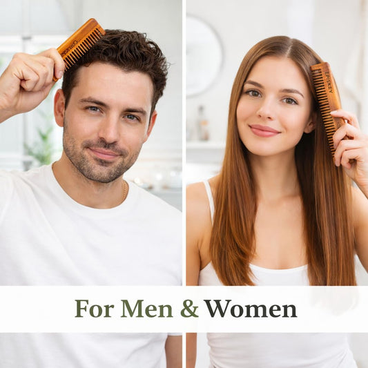 Oil-Treated Kacchi Neem Wooden Comb with Bhringraj & Ayurvedic Herbs