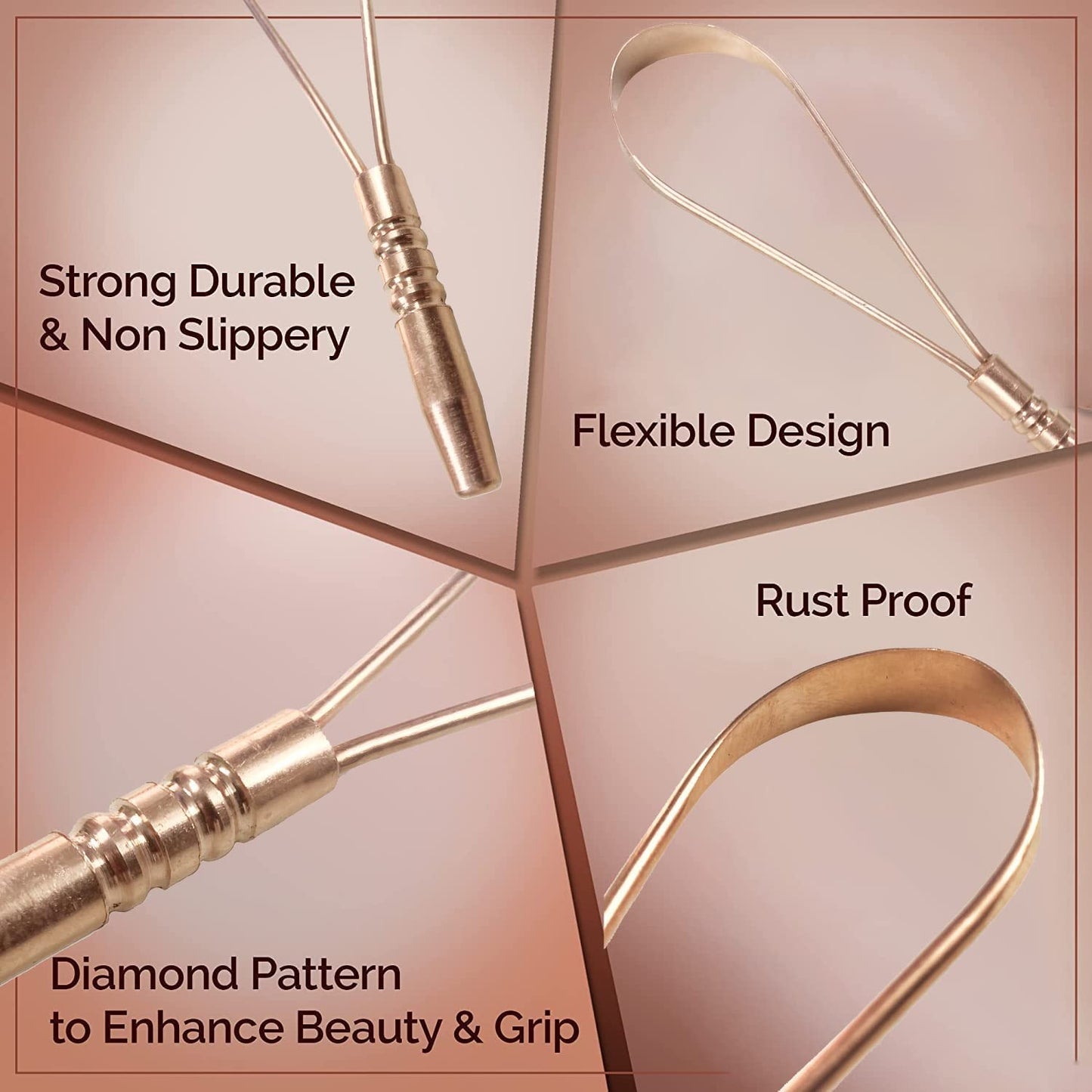 Copper Single Handle Tongue Cleaner | Larger Surface Coverage