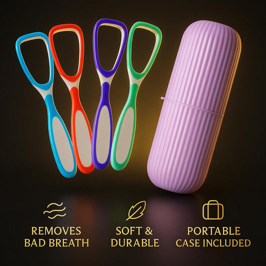 Soft Double Action Tongue Cleaner Scrapper For Kids and Adults - Pack of 4