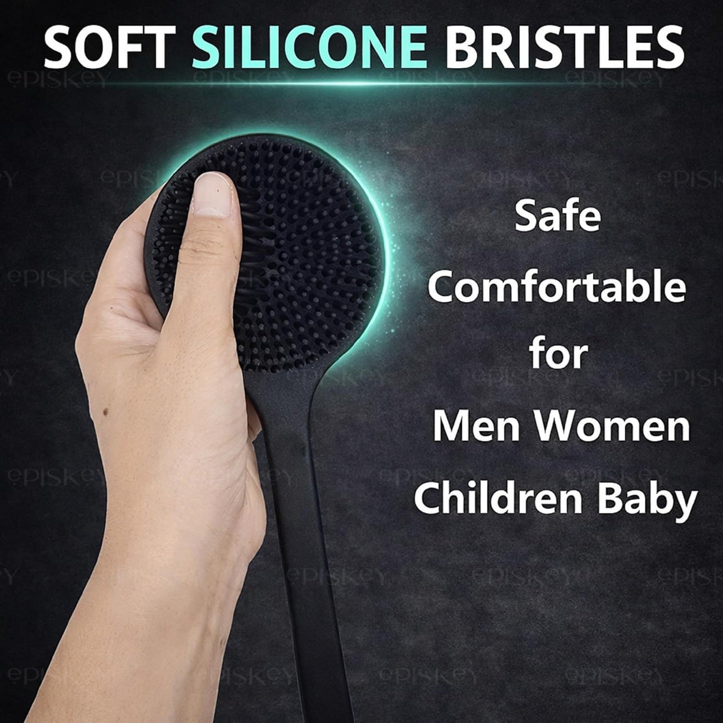 Soft Silicone Back Scrubber Shower Bath Brush with Long Handle | Flexible