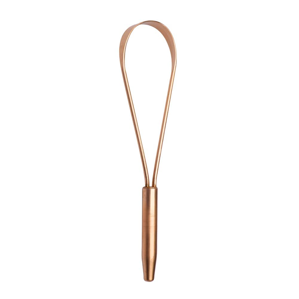 Copper Single Handle Tongue Cleaner – Easy One Hand Use – Larger Surface Coverage