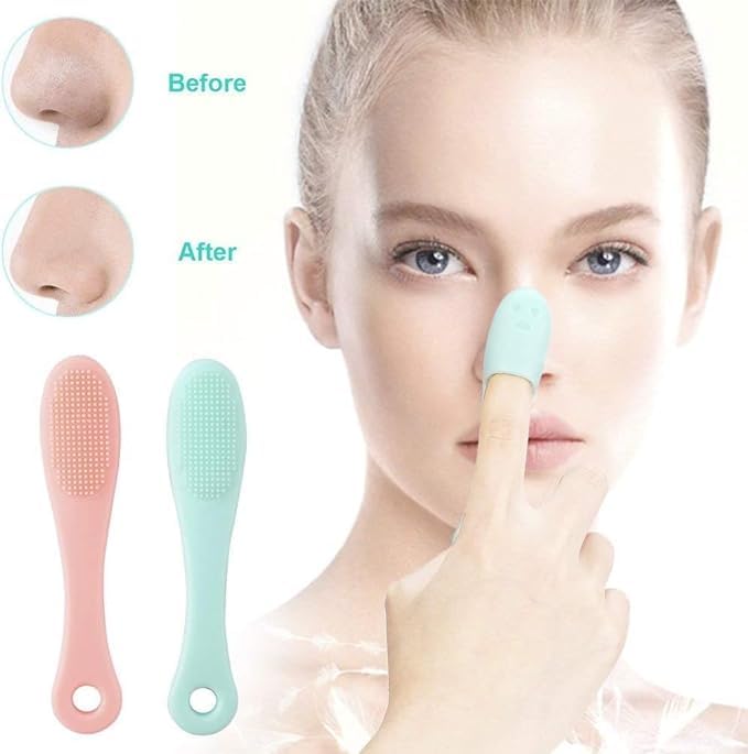 Silicone Face Cleaner Blackhead Remover Brush Cleanser Nose Pore Finger Scruber Tool - Pack of 2