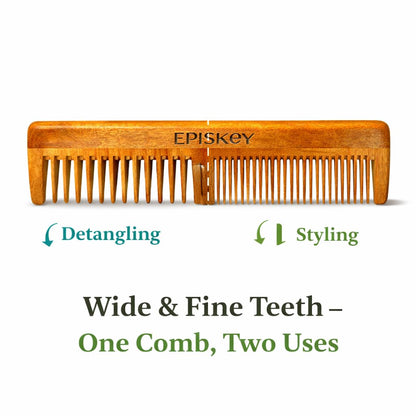 Oil-Treated Kacchi Neem Wooden Comb with Bhringraj & Ayurvedic Herbs