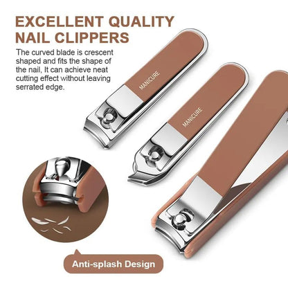 Professional Manicure Set, 8-in-1 Portable Nail Care Kit with Stainless Steel Clippers, Travel Case, Perfect for Men and Women