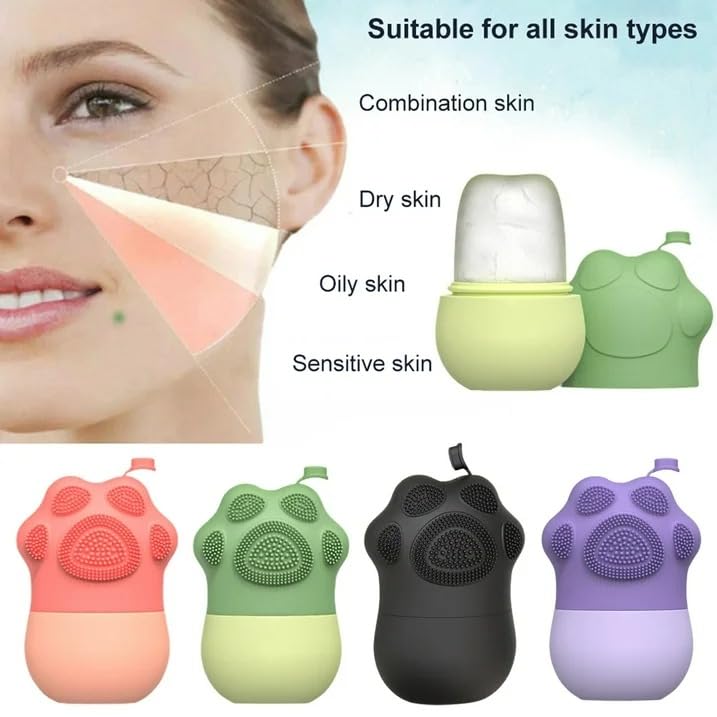 Ice Roller With Scrubber For Face Eyes and Neck To Brighten Skin & Enhance Your Natura