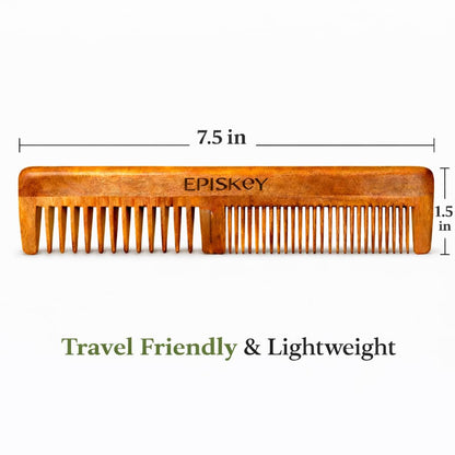 Oil-Treated Kacchi Neem Wooden Comb with Bhringraj & Ayurvedic Herbs