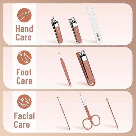 Professional Manicure Set, 8-in-1 Portable Nail Care Kit with Stainless Steel Clippers, Travel Case, Perfect for Men and Women