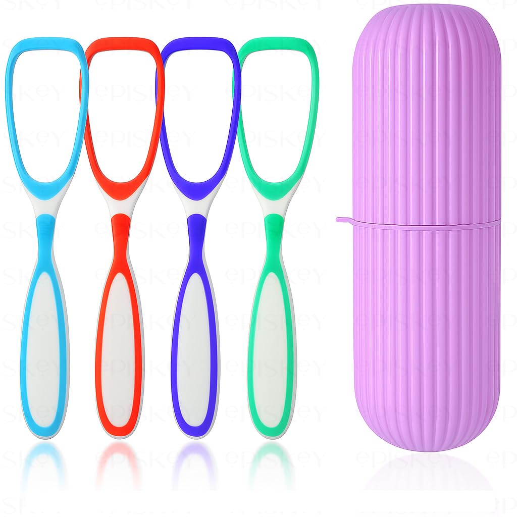 Soft Double Action Tongue Cleaner Scrapper For Kids and Adults - Pack of 4