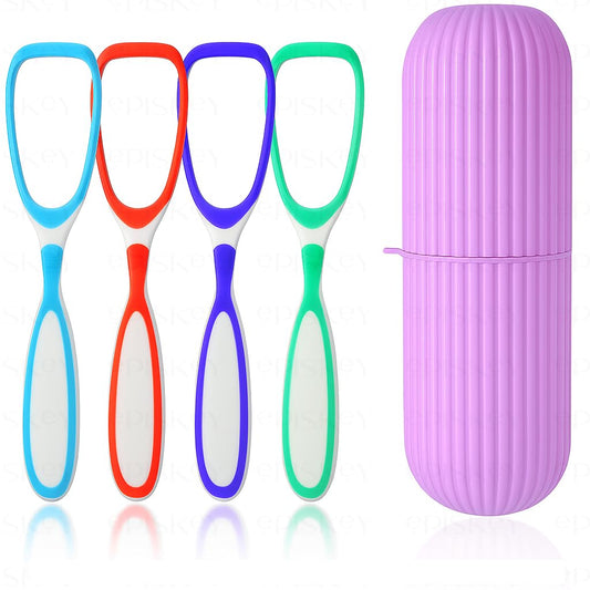 Soft Double Action Tongue Cleaner Scrapper For Kids and Adults - Pack of 4