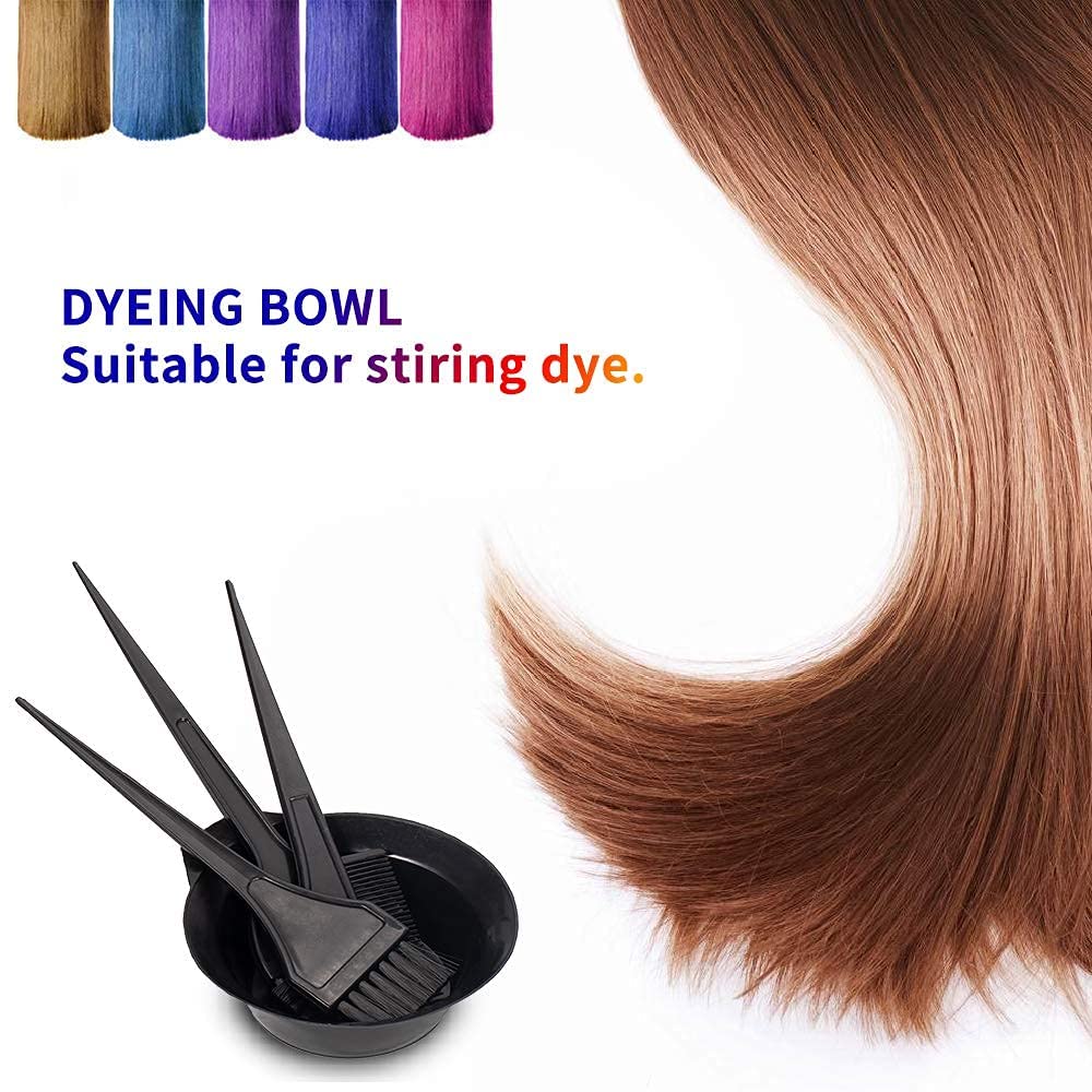 Plastic Dye Brush and Mixing Bowl Hair Colouring Kit with Hair Dye Bowl and 3 Brush
