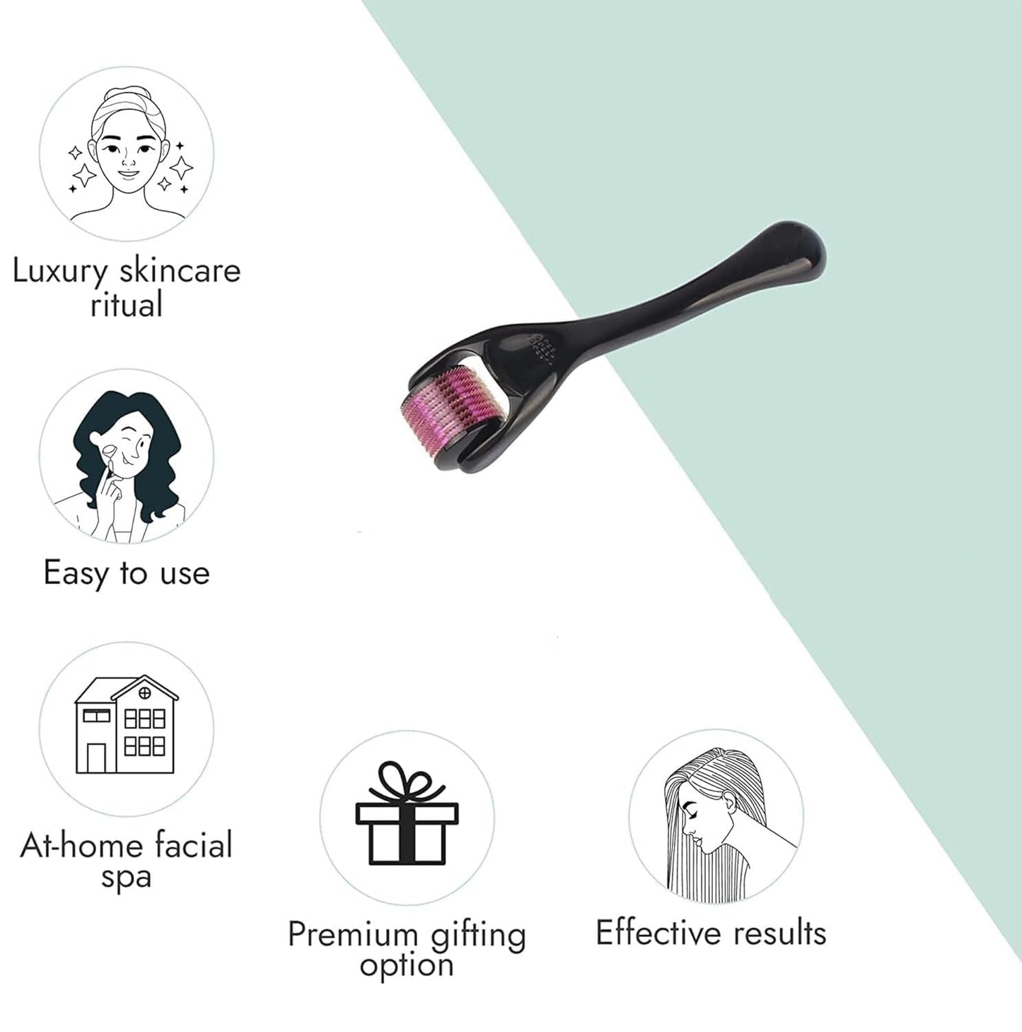 Derma Roller 0.5 mm with 540 Titanium Micro-Needles for Hair Growth, Beard Activation, Skin Rejuvenation