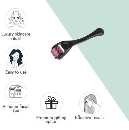 Derma Roller 0.5 mm with 540 Titanium Micro-Needles for Hair Growth, Beard Activation, Skin Rejuvenation