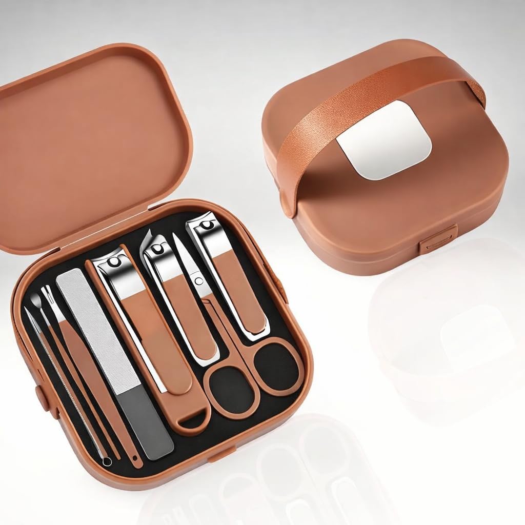 Professional Manicure Set, 8-in-1 Portable Nail Care Kit with Stainless Steel Clippers, Travel Case, Perfect for Men and Women