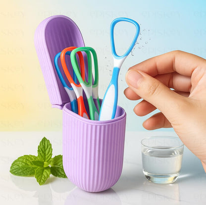 Soft Double Action Tongue Cleaner Scrapper For Kids and Adults - Pack of 4
