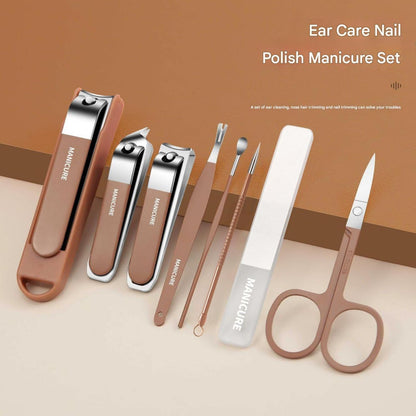 Professional Manicure Set, 8-in-1 Portable Nail Care Kit with Stainless Steel Clippers, Travel Case, Perfect for Men and Women