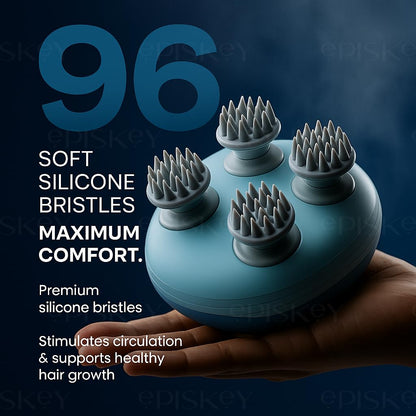 Waterproof Scalp & Head Massager with 96 Soft Silicone Nodes for Hair Growth & Relaxation