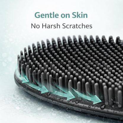 Silicone Body Scrubber for Bath, Soft Exfoliating Shower Scrubber with Lather Boosting Bristles for Men & Women