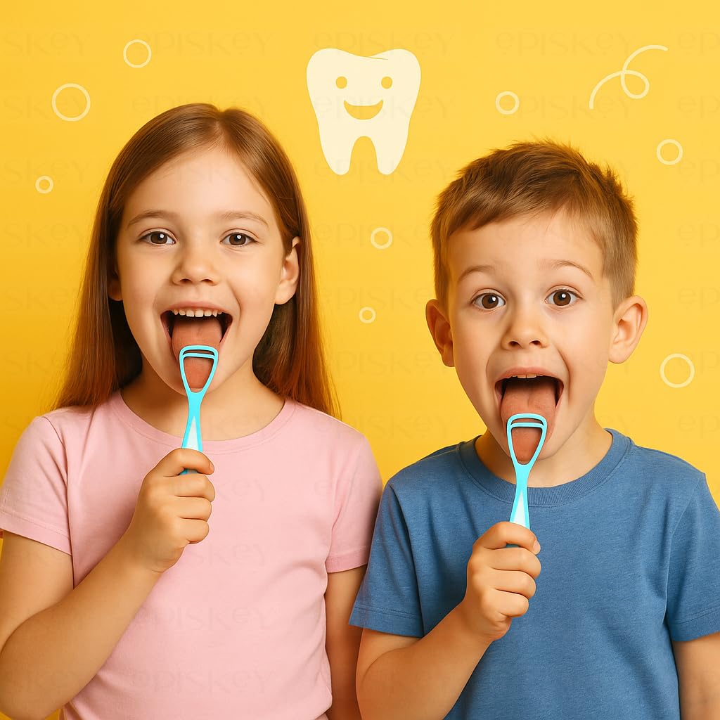 Soft Double Action Tongue Cleaner Scrapper For Kids and Adults - Pack of 4