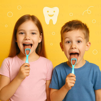 Soft Double Action Tongue Cleaner Scrapper For Kids and Adults - Pack of 4