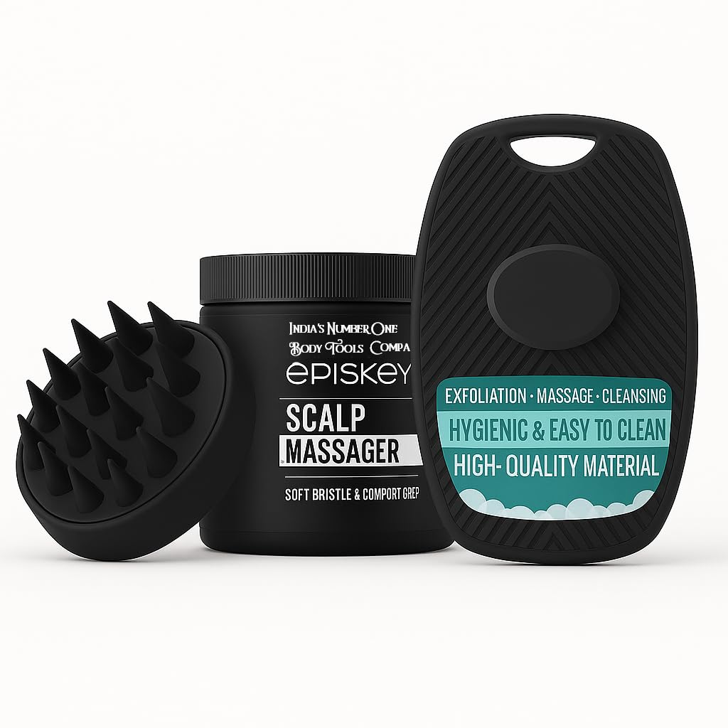 Bath & Scalp Care Combo – Scalp Massager Brush for Hair Growth + Silicone Body Scrubber Brush