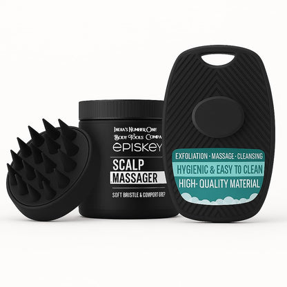 Bath & Scalp Care Combo – Scalp Massager Brush for Hair Growth + Silicone Body Scrubber Brush