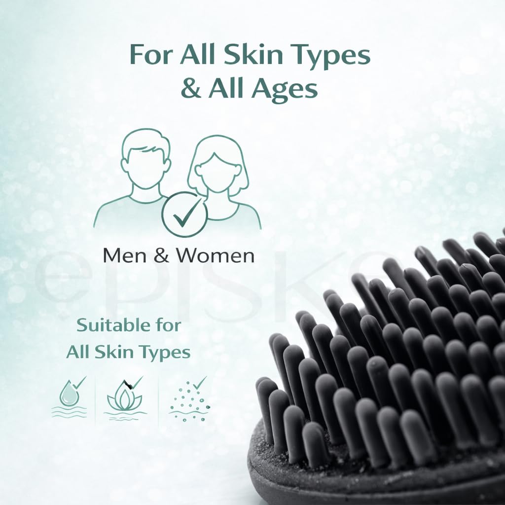 Silicone Body Scrubber for Bath, Soft Exfoliating Shower Scrubber with Lather Boosting Bristles for Men & Women