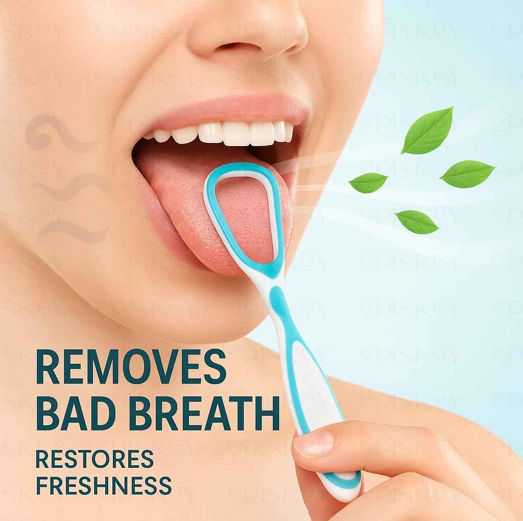 Soft Double Action Tongue Cleaner Scrapper For Kids and Adults - Pack of 4