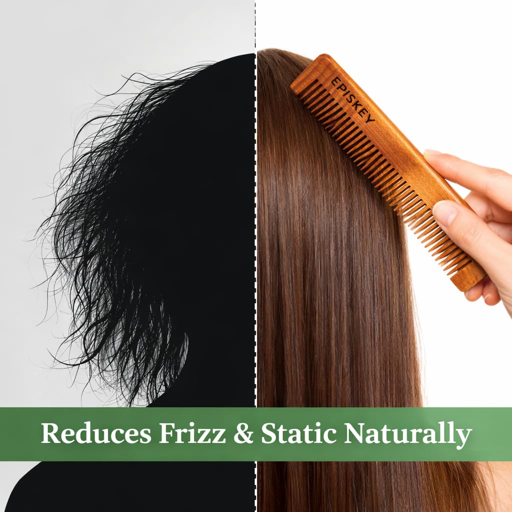 Oil-Treated Kacchi Neem Wooden Comb with Bhringraj & Ayurvedic Herbs