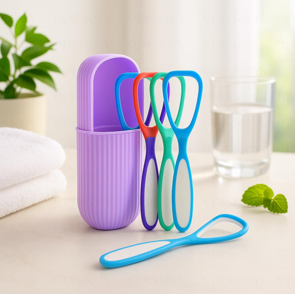 Soft Double Action Tongue Cleaner Scrapper For Kids and Adults - Pack of 4