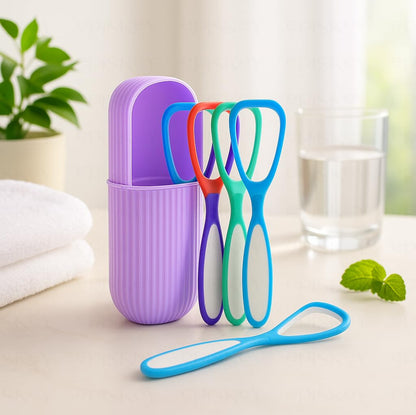 Soft Double Action Tongue Cleaner Scrapper For Kids and Adults - Pack of 4