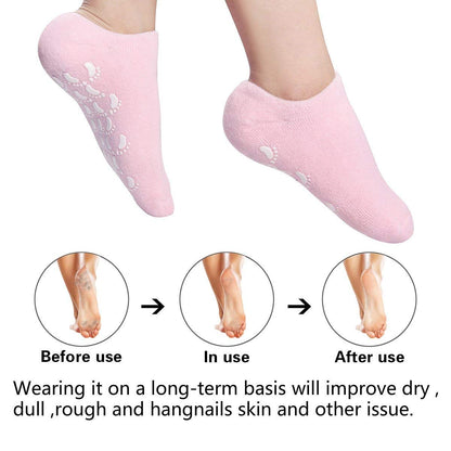 Moisturizing Socks with Spa Gel for Moisturizing Vitamin and Essential Oils Infused, Gel Socks for Women Repair Dry Cracked Skins Softens Feet
