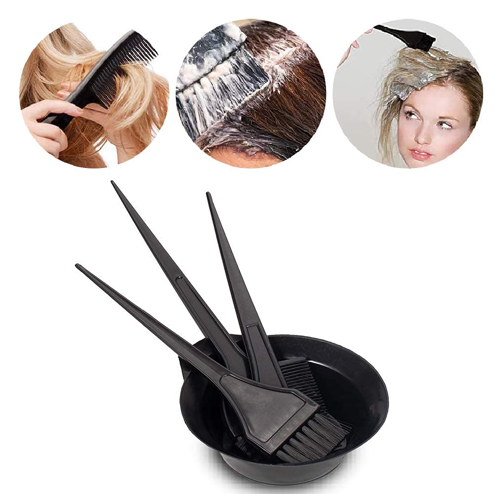 Plastic Dye Brush and Mixing Bowl Hair Colouring Kit with Hair Dye Bowl and 3 Brush