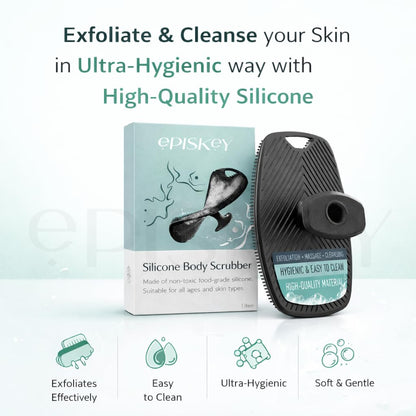 Silicone Body Scrubber for Bath, Soft Exfoliating Shower Scrubber with Lather Boosting Bristles for Men & Women