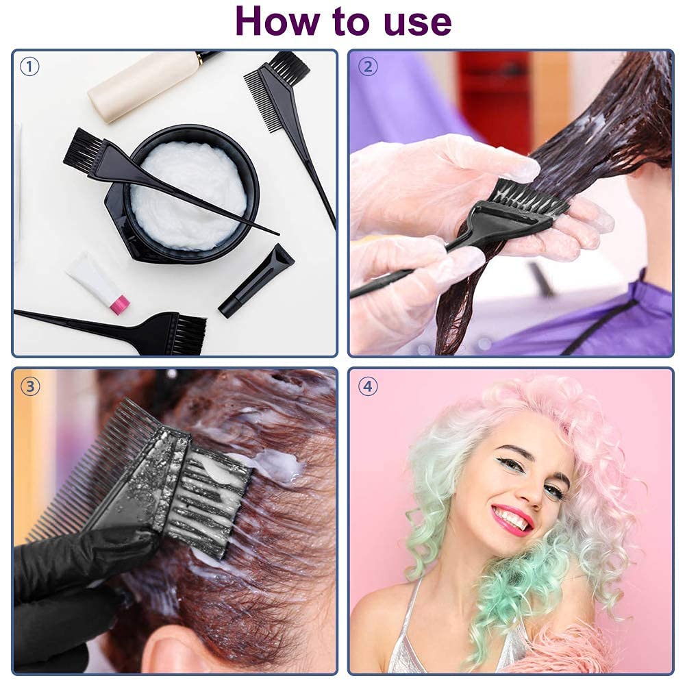Plastic Dye Brush and Mixing Bowl Hair Colouring Kit with Hair Dye Bowl and 3 Brush