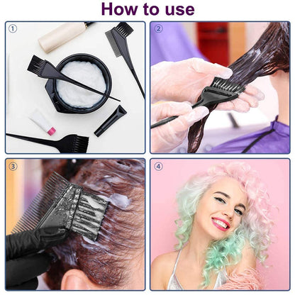 Plastic Dye Brush and Mixing Bowl Hair Colouring Kit with Hair Dye Bowl and 3 Brush