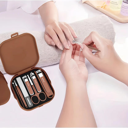 Professional Manicure Set, 8-in-1 Portable Nail Care Kit with Stainless Steel Clippers, Travel Case, Perfect for Men and Women