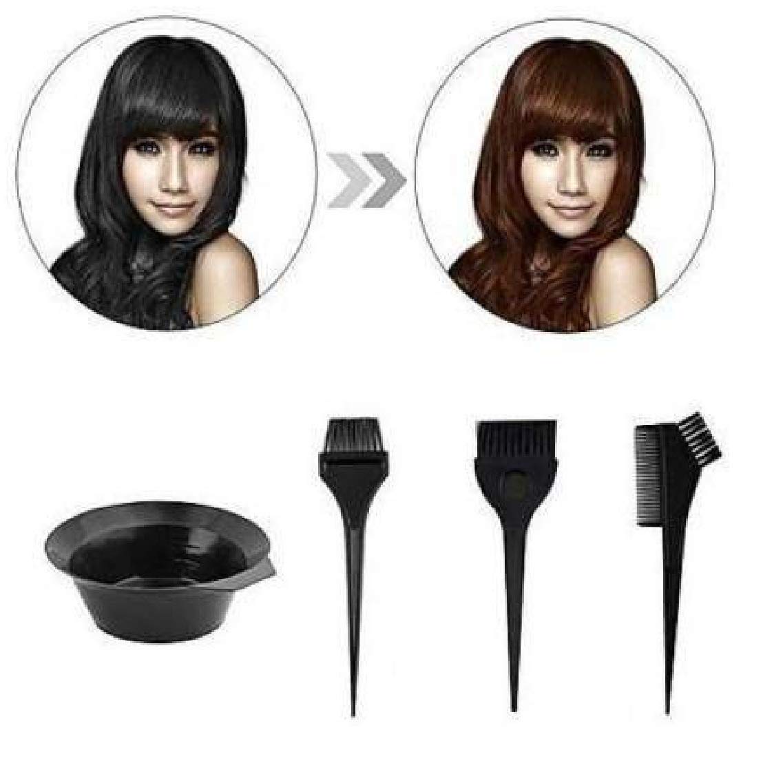 Plastic Dye Brush and Mixing Bowl Hair Colouring Kit with Hair Dye Bowl and 3 Brush