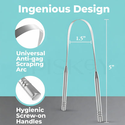 Stainless Steel Tongue Scraper for Better Breath & Oral Care - Pack of 2