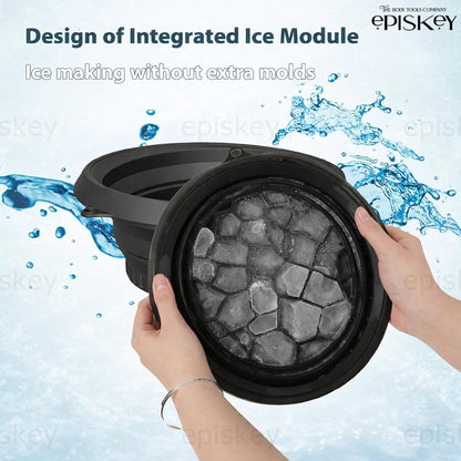 Silicone Face Bowl for Ice with Built-In Icetray, Collapsible Face Tub for Ice Bath