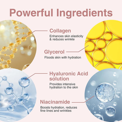 Bio-Collagen Overnight Face Mask | Korean Glass Skin Hydrogel Mask for Deep Hydration - 34ml - pack of 4