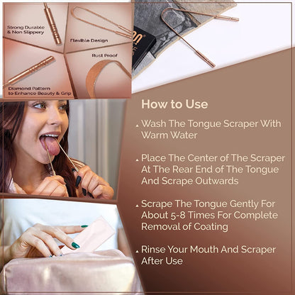 Copper Tongue Scraper Cleaner | Perfect Surgical Tongue Scraper - PACK OF 2