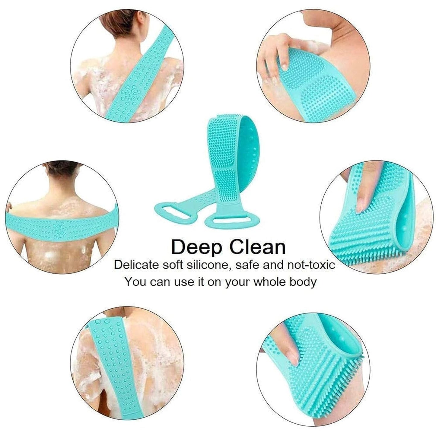 Silicone Back Scrubber Bath Brush Washer For Dead Skin Removal Men & Women