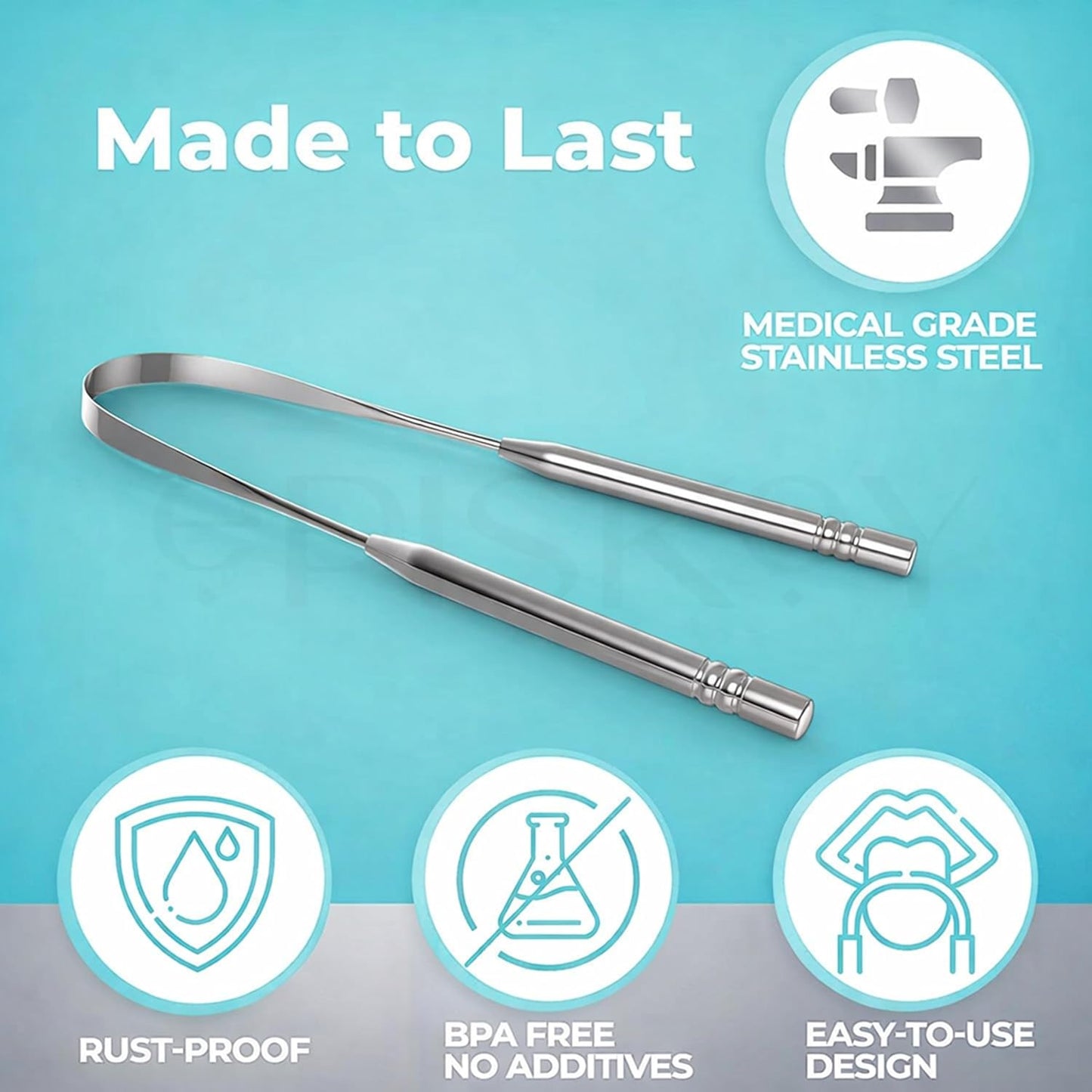 Stainless Steel Tongue Scraper for Better Breath & Oral Care - Pack of 2