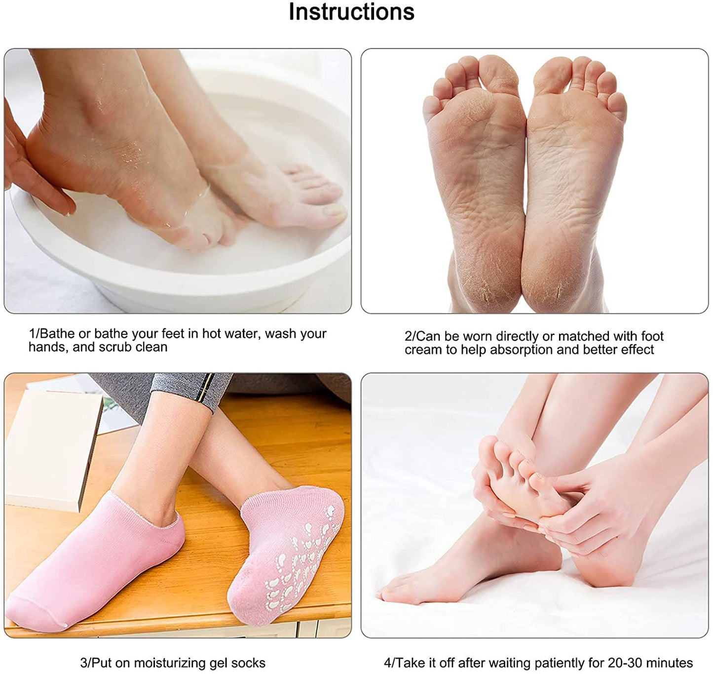 Moisturizing Socks with Spa Gel for Moisturizing Vitamin and Essential Oils Infused, Gel Socks for Women Repair Dry Cracked Skins Softens Feet