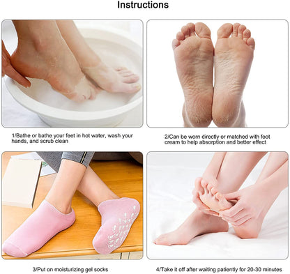 Moisturizing Socks with Spa Gel for Moisturizing Vitamin and Essential Oils Infused, Gel Socks for Women Repair Dry Cracked Skins Softens Feet
