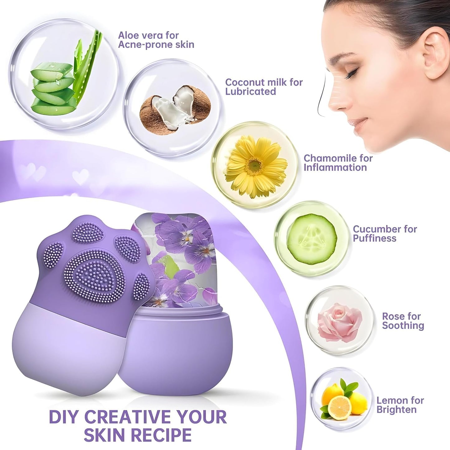 Ice Roller With Scrubber For Face Eyes and Neck To Brighten Skin & Enhance Your Natura