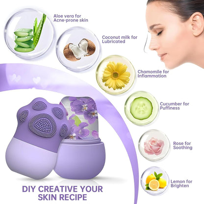 Ice Roller With Scrubber For Face Eyes and Neck To Brighten Skin & Enhance Your Natura