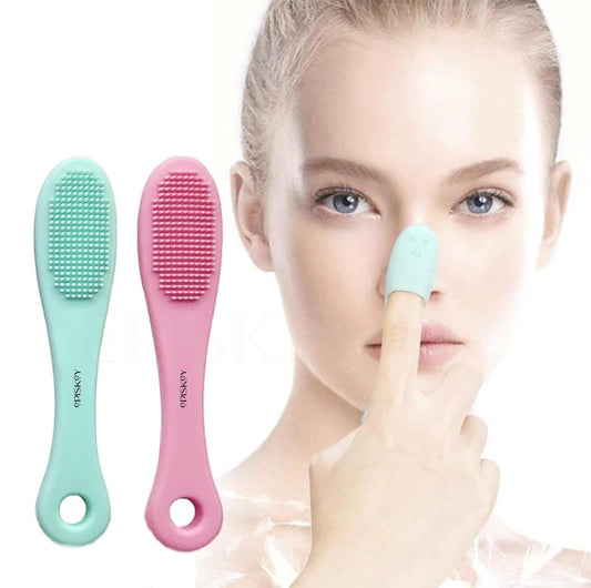 Silicone Face Cleaner Blackhead Remover Brush Cleanser Nose Pore Finger Scruber Tool - Pack of 2