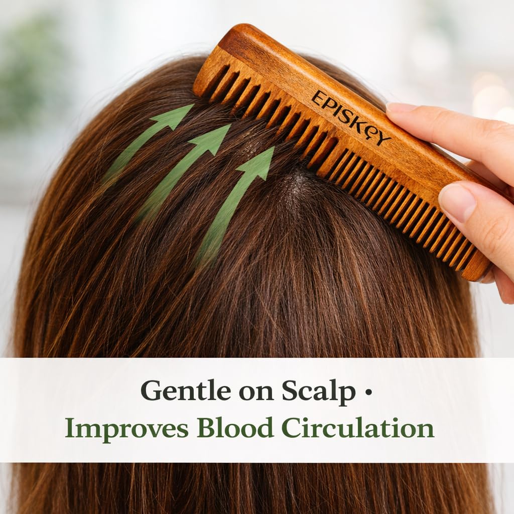 Oil-Treated Kacchi Neem Wooden Comb with Bhringraj & Ayurvedic Herbs