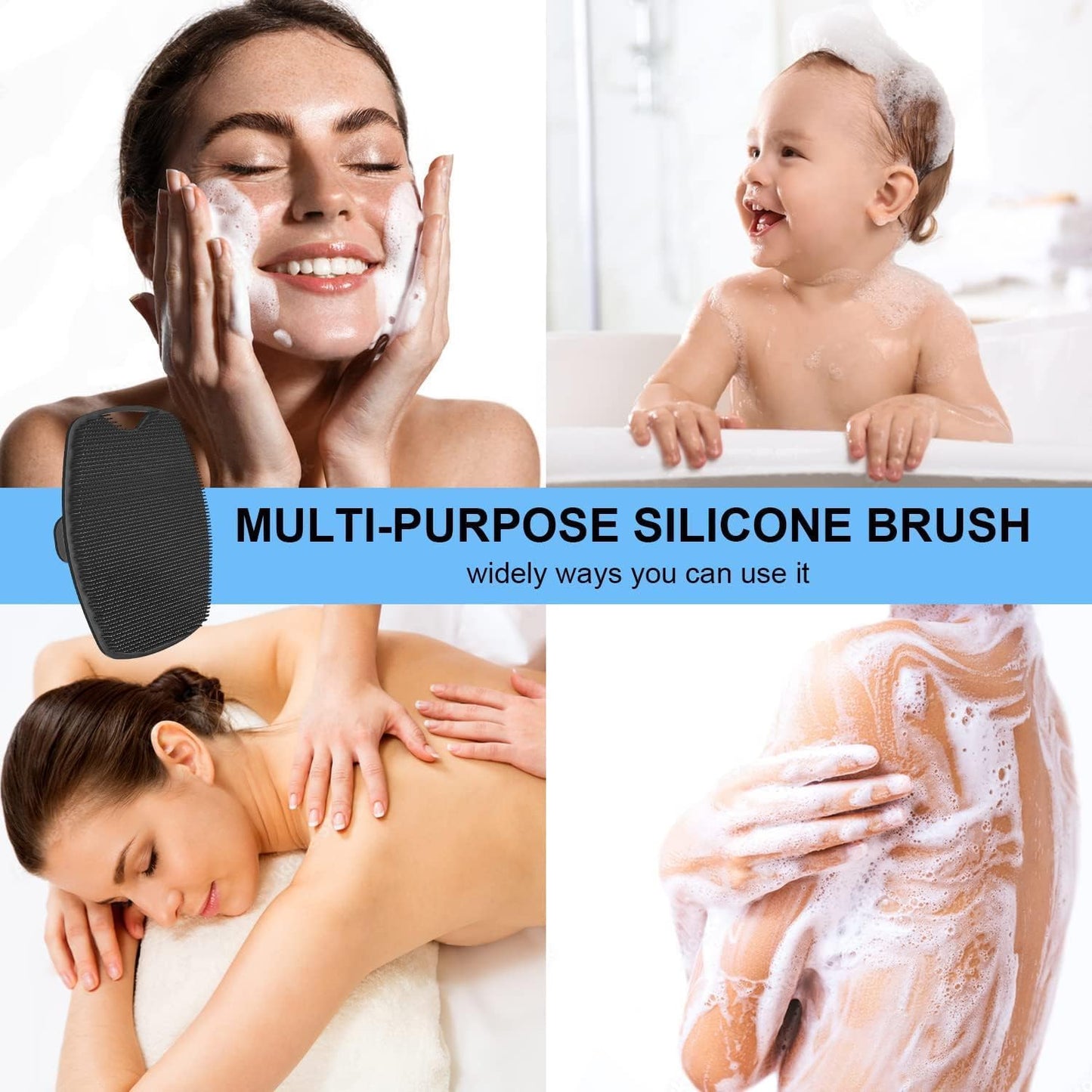 Bath & Scalp Care Combo – Scalp Massager Brush for Hair Growth + Silicone Body Scrubber Brush